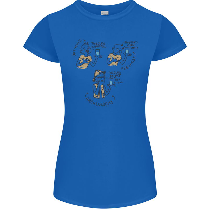 Archaeologist Glass Funny Archaeology Womens Petite Cut T-Shirt Royal Blue