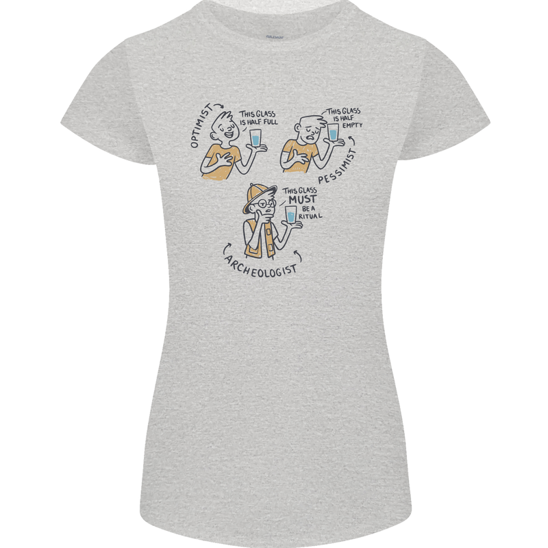 Archaeologist Glass Funny Archaeology Womens Petite Cut T-Shirt Sports Grey