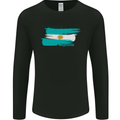 Argentina Football Distressed Flag Mens Long Sleeve T-Shirt Black