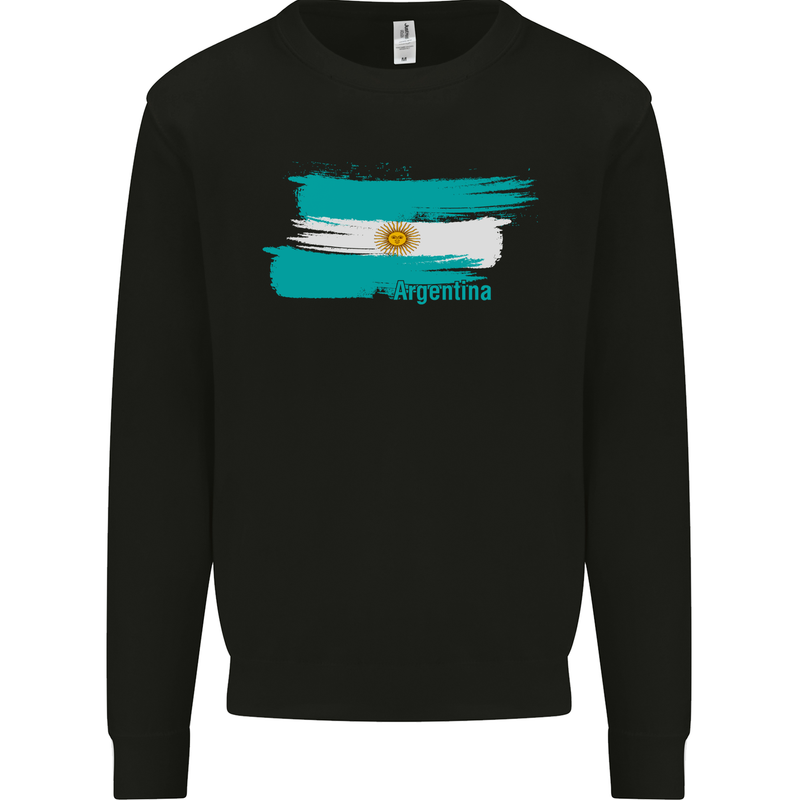 Argentina Football Distressed Flag Mens Sweatshirt Jumper Black