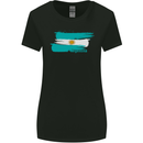 Argentina Football Distressed Flag Womens Wider Cut T-Shirt Black