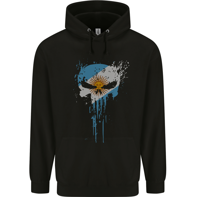 Argentina Skull Gym Training Bodybuilding Childrens Kids Hoodie Black
