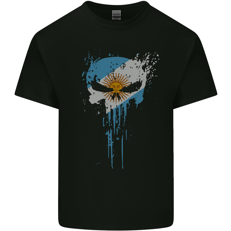 Argentina Skull Gym Training Bodybuilding Kids T-Shirt Childrens Black