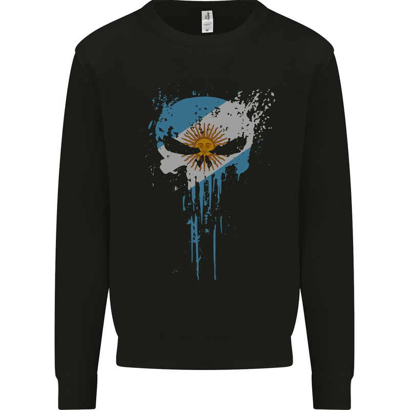 Argentina Skull Gym Training Bodybuilding Mens Sweatshirt Jumper Black
