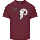 Aries Goat Head Star Sign Mens Cotton T-Shirt Tee Top Maroon