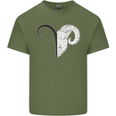 Aries Goat Head Star Sign Mens Cotton T-Shirt Tee Top Military Green