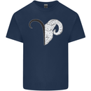Aries Goat Head Star Sign Mens Cotton T-Shirt Tee Top Navy Blue
