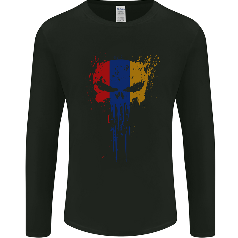Arminia Skull Gym Training Bodybuilding Mens Long Sleeve T-Shirt Black