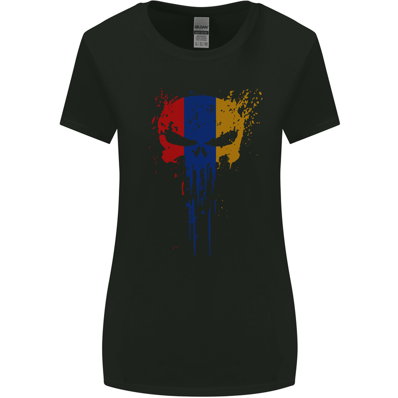 Arminia Skull Gym Training Bodybuilding Womens Wider Cut T-Shirt Black