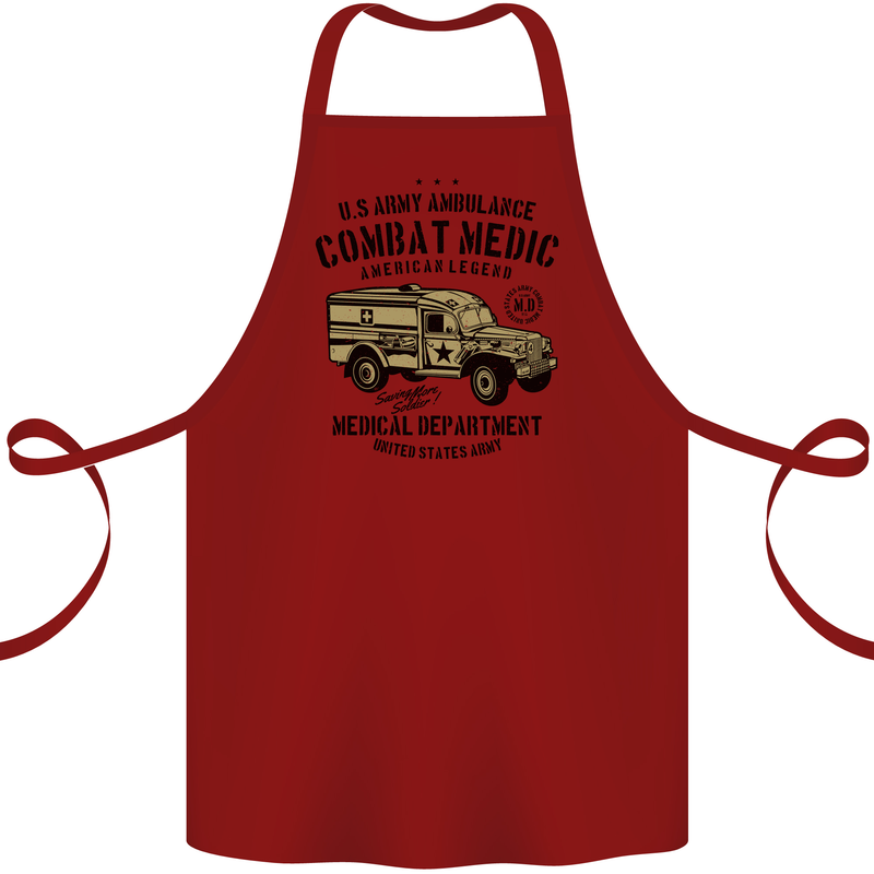Army Ambulance Military Paramedic Medic Cotton Apron 100% Organic Maroon