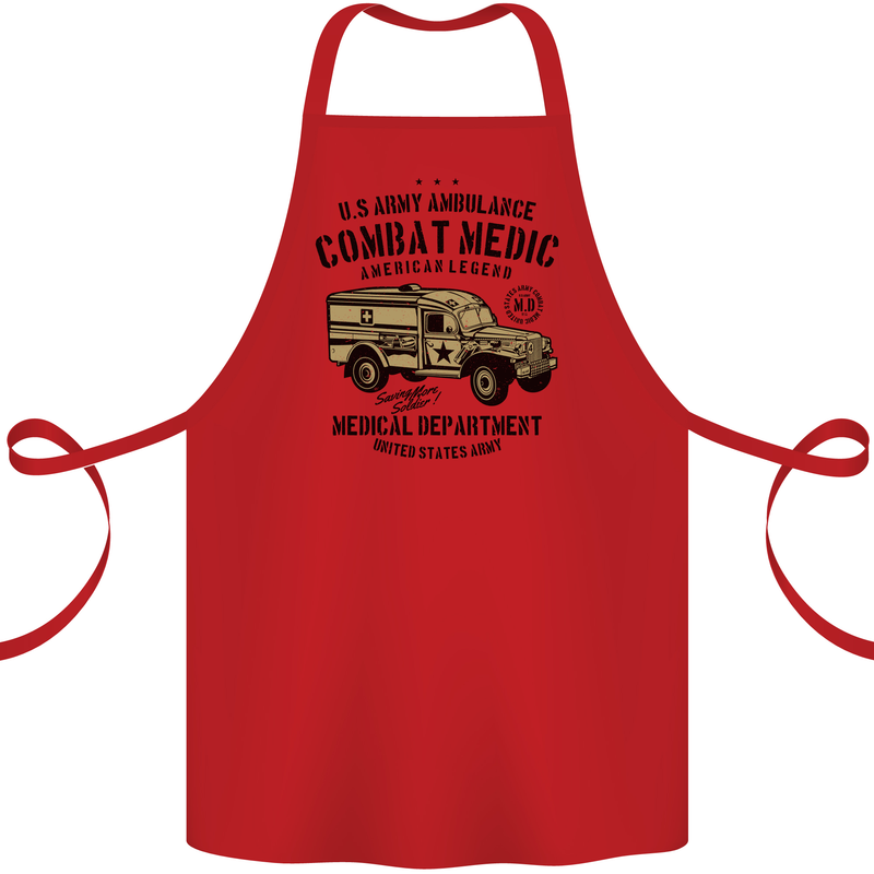 Army Ambulance Military Paramedic Medic Cotton Apron 100% Organic Red