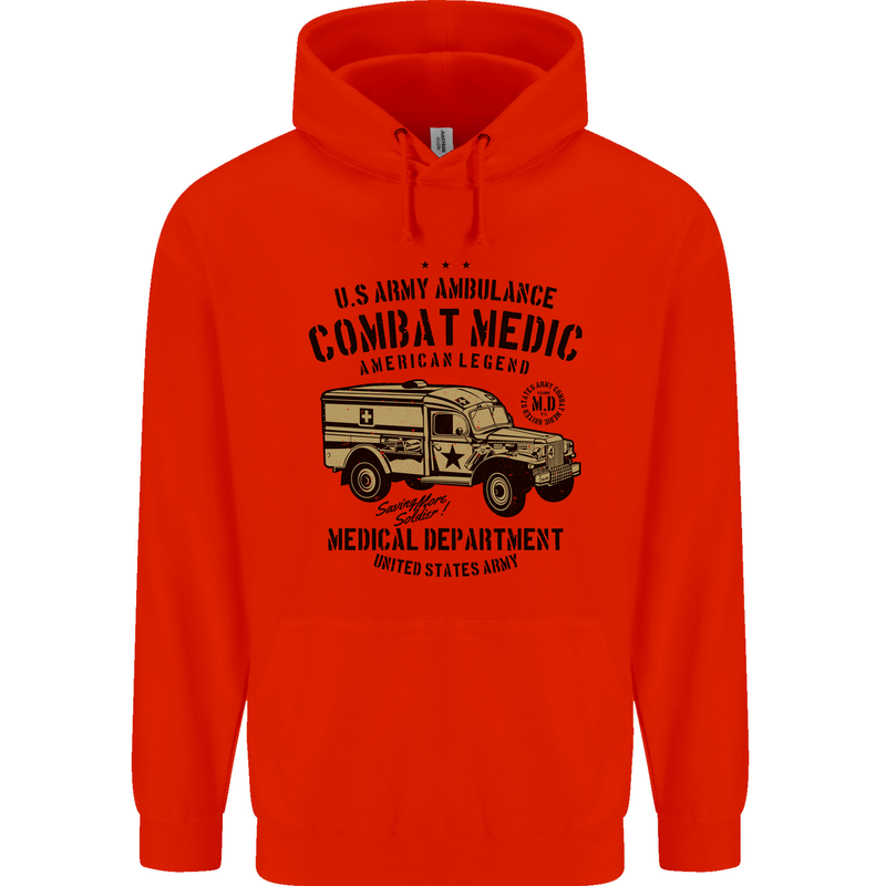 Army Ambulance Military Paramedic Medic Mens 80% Cotton Hoodie Bright Red