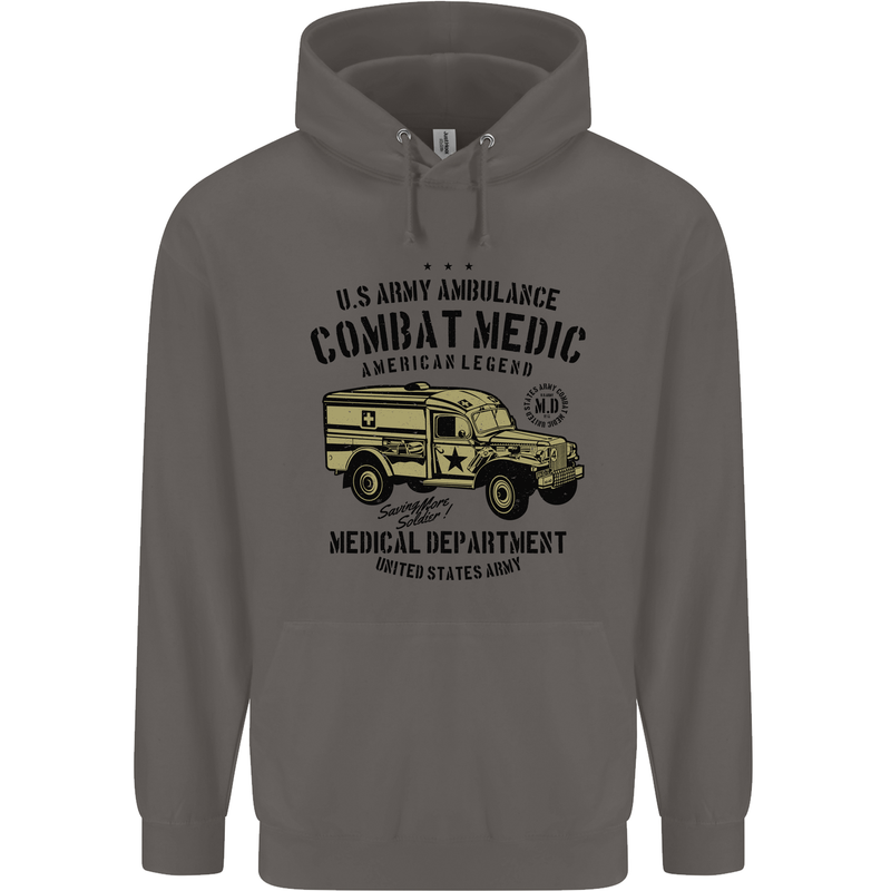 Army Ambulance Military Paramedic Medic Mens 80% Cotton Hoodie Charcoal