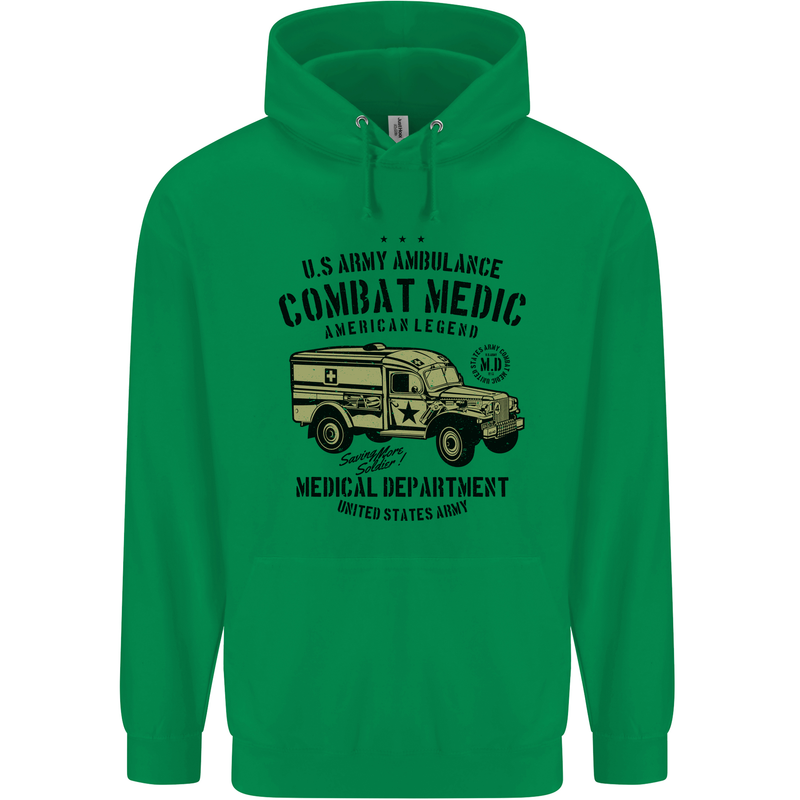 Army Ambulance Military Paramedic Medic Mens 80% Cotton Hoodie Irish Green