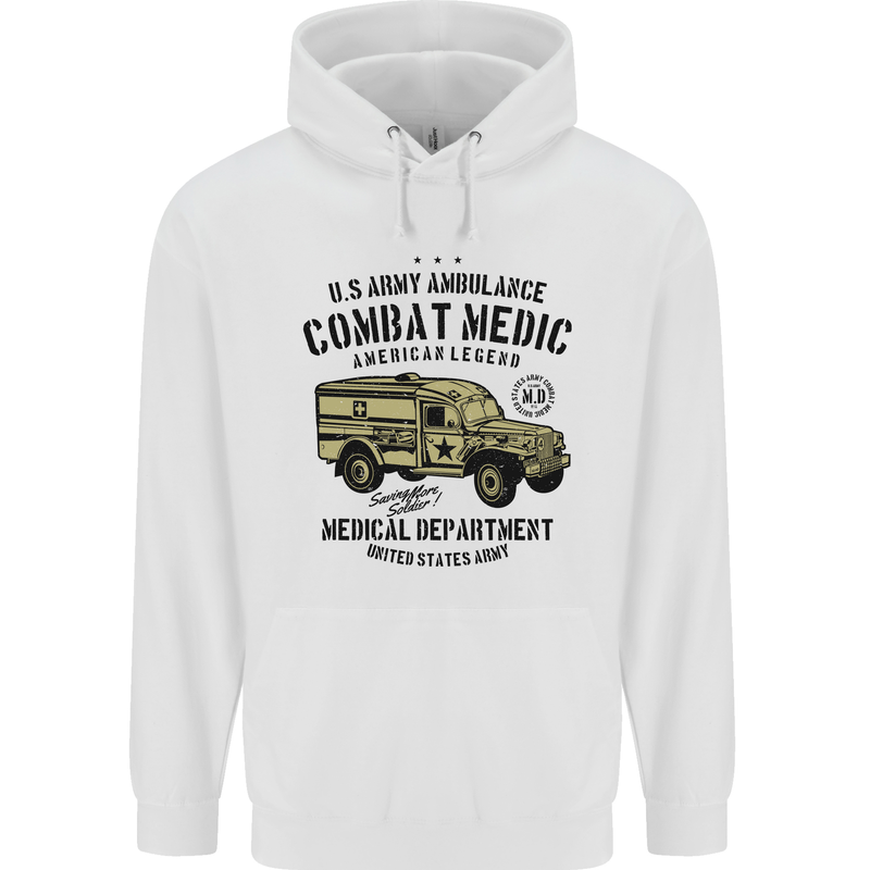 Army Ambulance Military Paramedic Medic Mens 80% Cotton Hoodie White