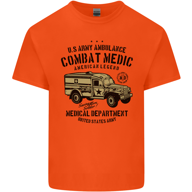 Army Ambulance Military Paramedic Medic Mens Cotton T-Shirt Tee Top Orange