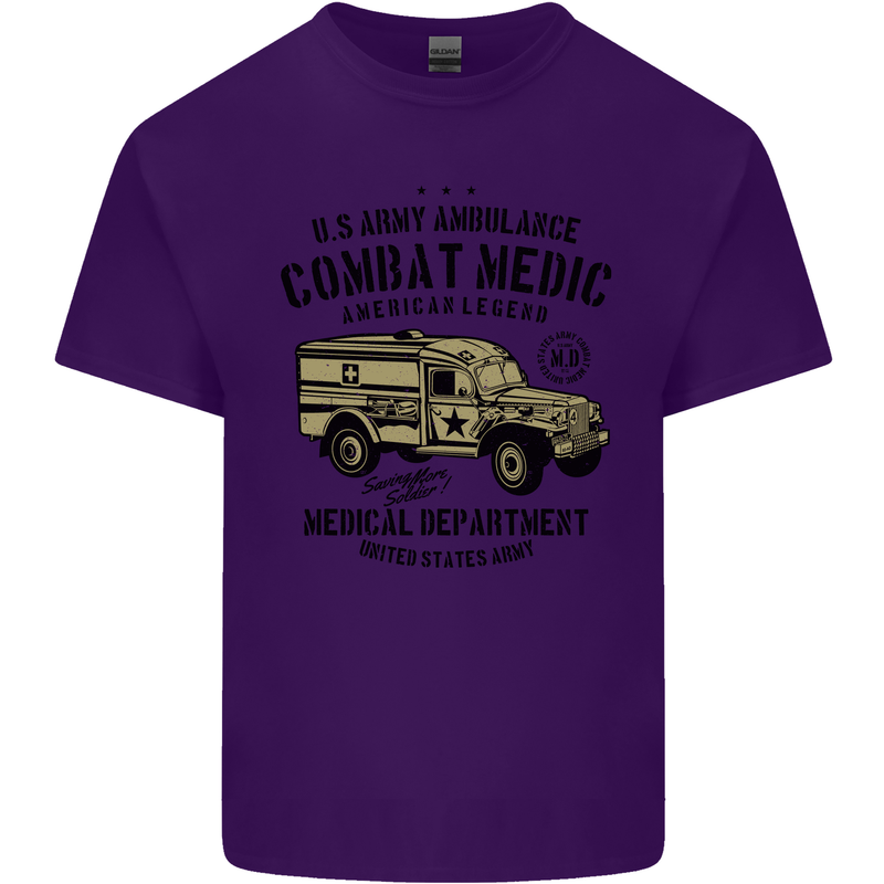 Army Ambulance Military Paramedic Medic Mens Cotton T-Shirt Tee Top Purple