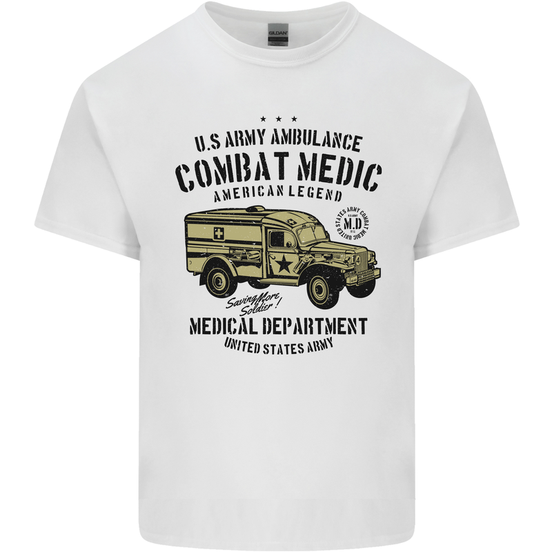 Army Ambulance Military Paramedic Medic Mens Cotton T-Shirt Tee Top White