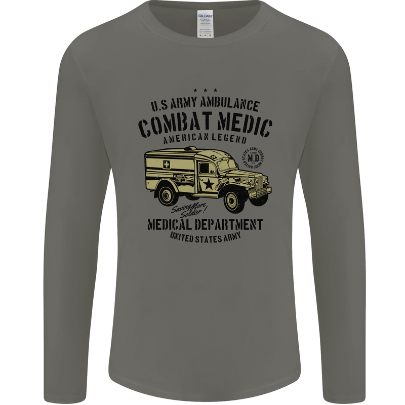 Army Ambulance Military Paramedic Medic Mens Long Sleeve T-Shirt Charcoal