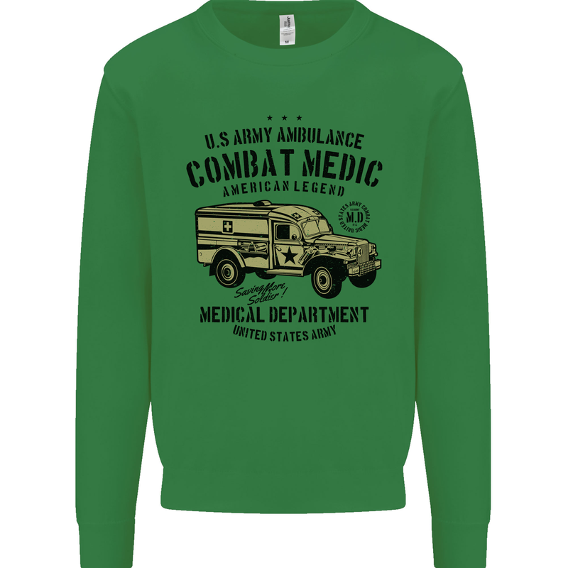Army Ambulance Military Paramedic Medic Mens Sweatshirt Jumper Irish Green