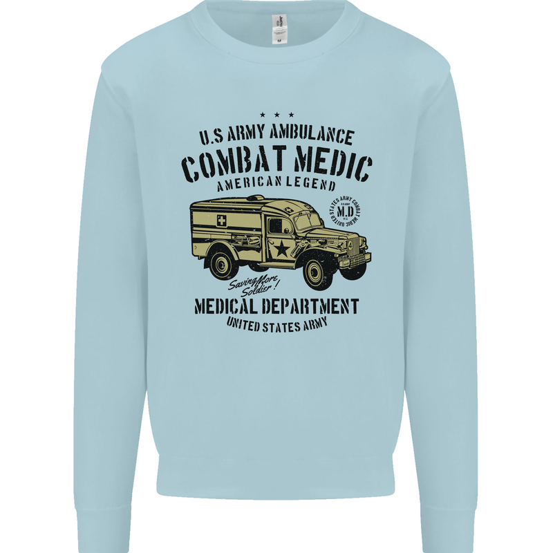 Army Ambulance Military Paramedic Medic Mens Sweatshirt Jumper Light Blue