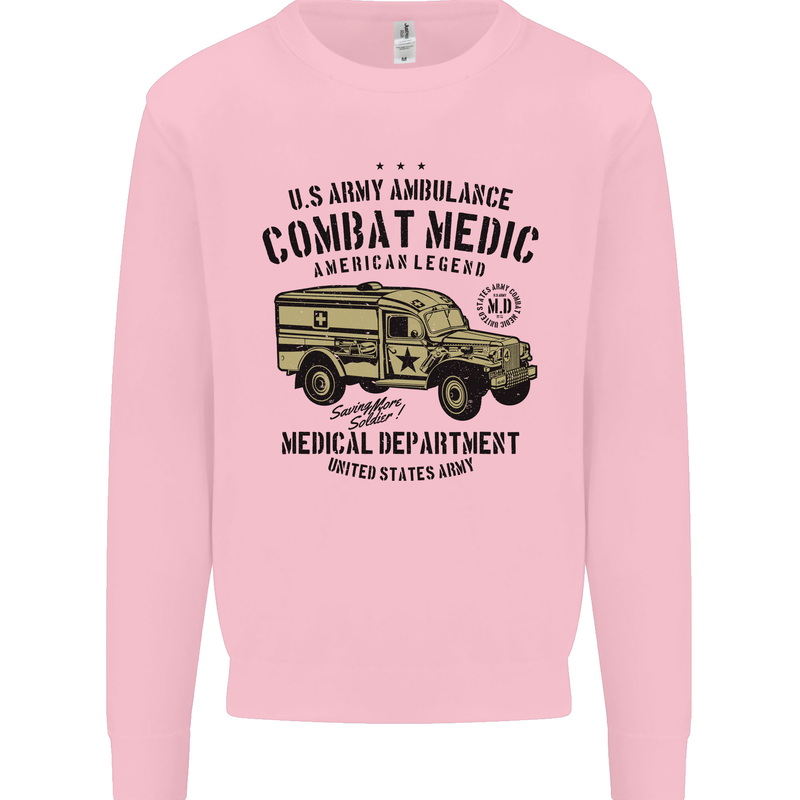 Army Ambulance Military Paramedic Medic Mens Sweatshirt Jumper Light Pink