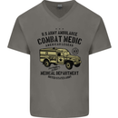 Army Ambulance Military Paramedic Medic Mens V-Neck Cotton T-Shirt Charcoal