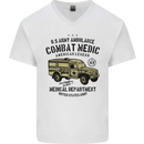 Army Ambulance Military Paramedic Medic Mens V-Neck Cotton T-Shirt White