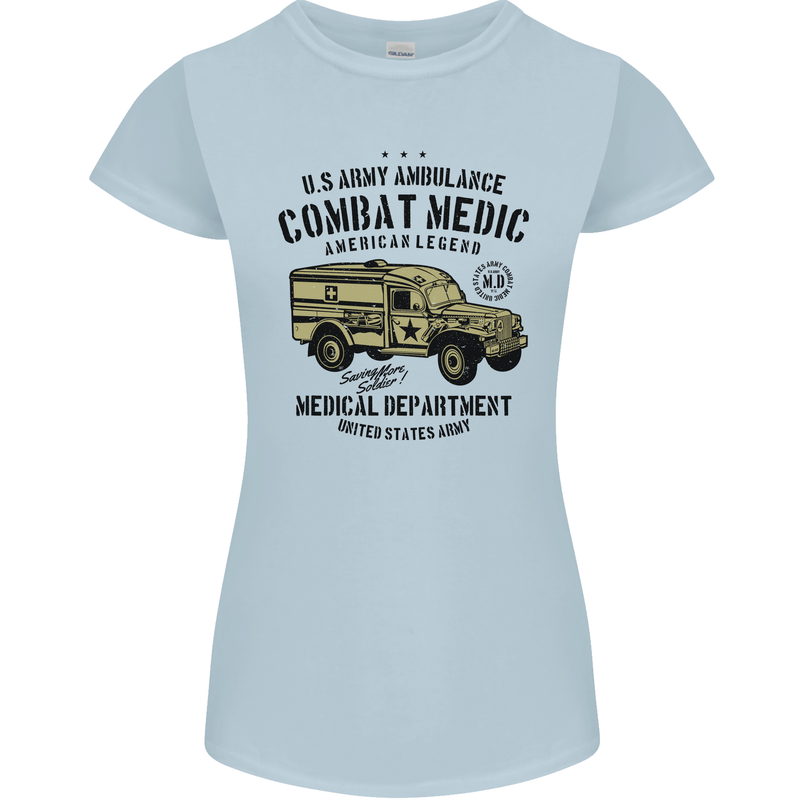 Army Ambulance Military Paramedic Medic Womens Petite Cut T-Shirt Light Blue