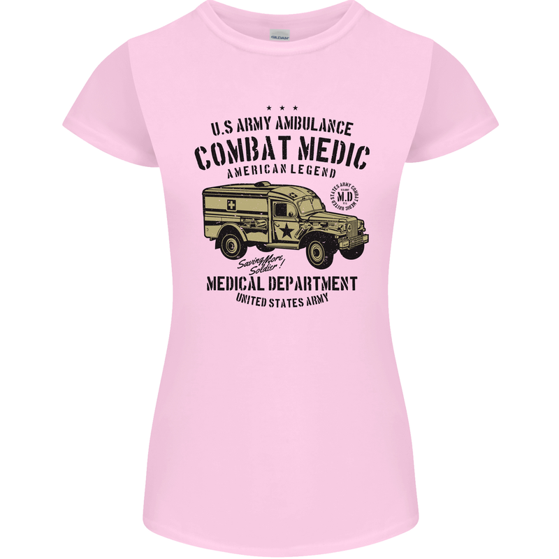 Army Ambulance Military Paramedic Medic Womens Petite Cut T-Shirt Light Pink
