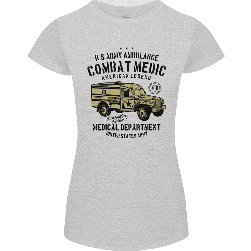 Army Ambulance Military Paramedic Medic Womens Petite Cut T-Shirt Sports Grey