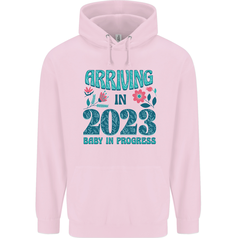 Arriving 2023 New Baby Pregnancy Pregnant Childrens Kids Hoodie Light Pink