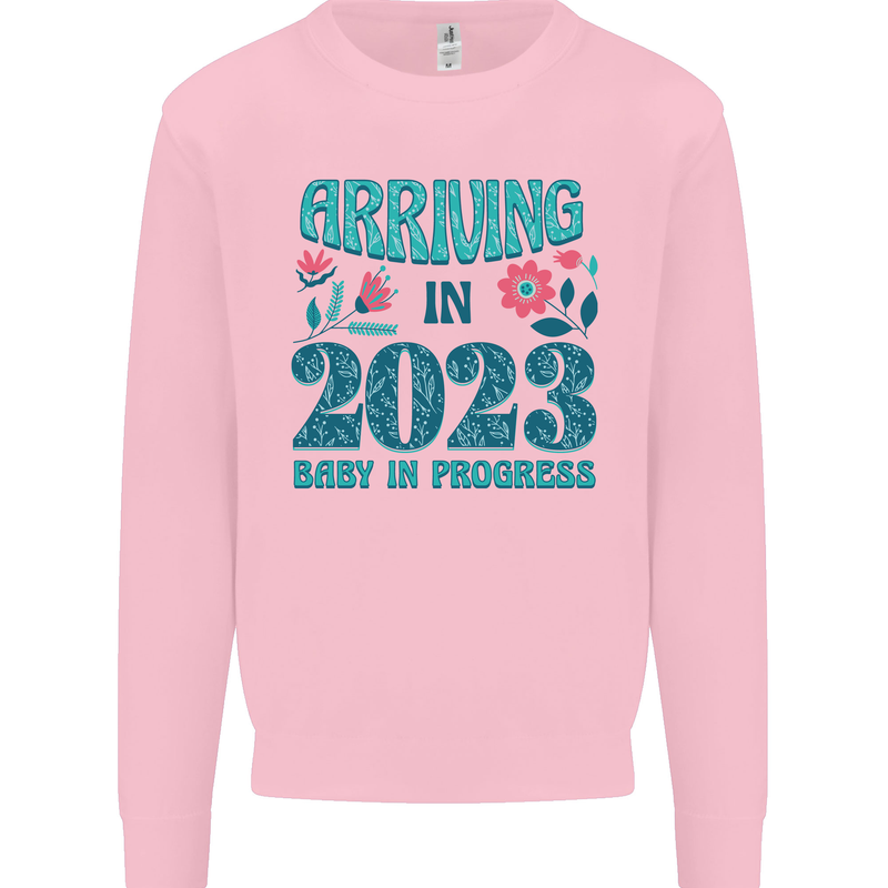 Arriving 2023 New Baby Pregnancy Pregnant Kids Sweatshirt Jumper Light Pink