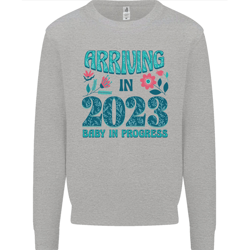Arriving 2023 New Baby Pregnancy Pregnant Kids Sweatshirt Jumper Sports Grey