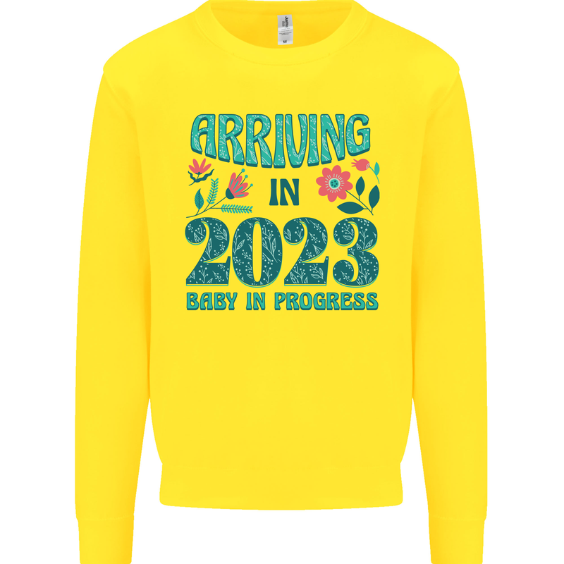 Arriving 2023 New Baby Pregnancy Pregnant Kids Sweatshirt Jumper Yellow