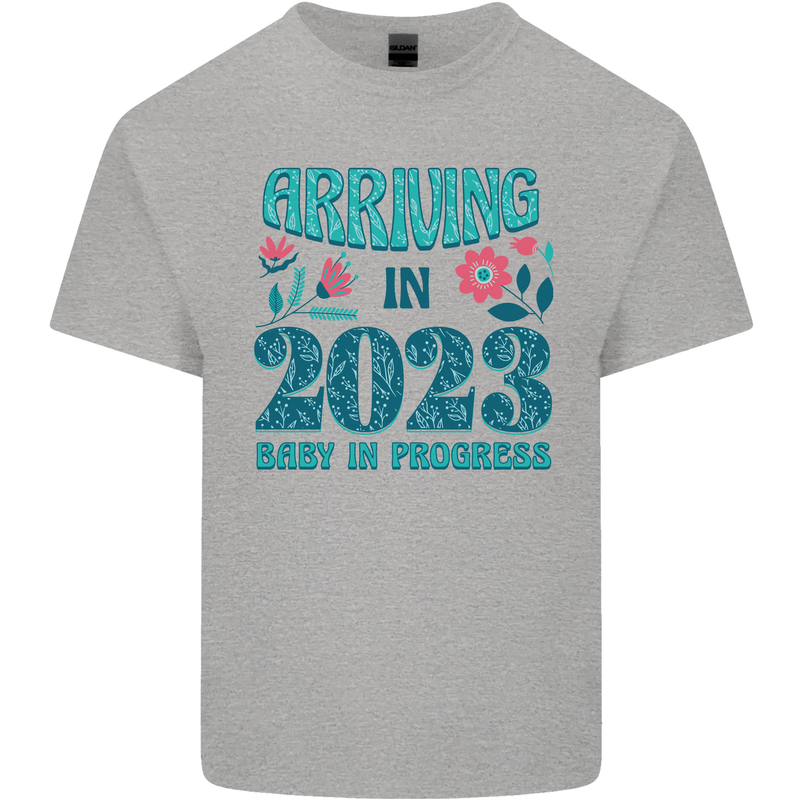 Arriving 2023 New Baby Pregnancy Pregnant Kids T-Shirt Childrens Sports Grey