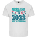 Arriving 2023 New Baby Pregnancy Pregnant Kids T-Shirt Childrens White