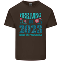 Arriving 2023 New Baby Pregnancy Pregnant Mens Cotton T-Shirt Tee Top Dark Chocolate