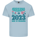 Arriving 2023 New Baby Pregnancy Pregnant Mens Cotton T-Shirt Tee Top Light Blue