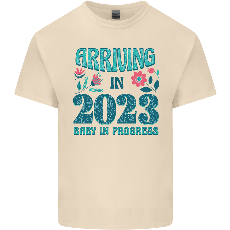 Arriving 2023 New Baby Pregnancy Pregnant Mens Cotton T-Shirt Tee Top Natural