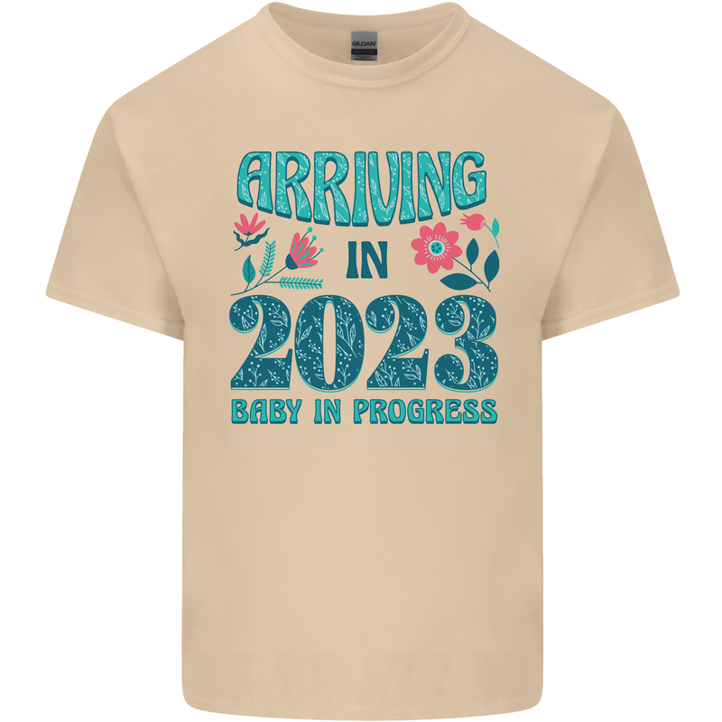 Arriving 2023 New Baby Pregnancy Pregnant Mens Cotton T-Shirt Tee Top Sand