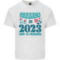 Arriving 2023 New Baby Pregnancy Pregnant Mens Cotton T-Shirt Tee Top White