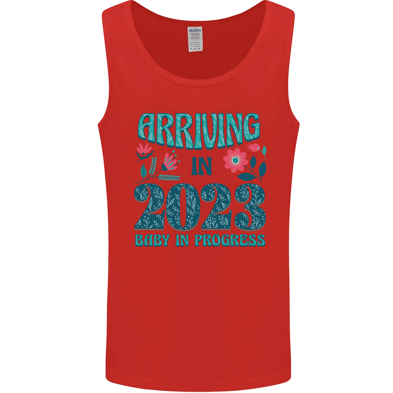 Arriving 2023 New Baby Pregnancy Pregnant Mens Vest Tank Top Red