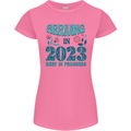 Arriving 2023 New Baby Pregnancy Pregnant Womens Petite Cut T-Shirt Azalea