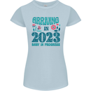 Arriving 2023 New Baby Pregnancy Pregnant Womens Petite Cut T-Shirt Light Blue