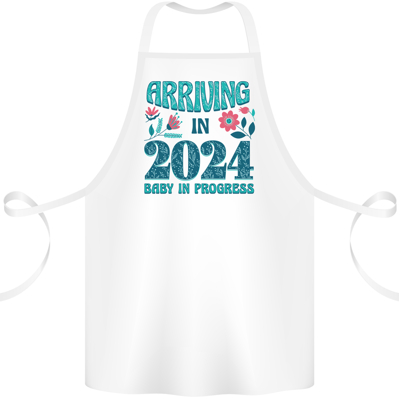 Arriving 2024 New Baby Pregnancy Pregnant Cotton Apron 100% Organic White