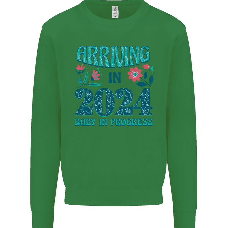 Arriving 2024 New Baby Pregnancy Pregnant Kids Sweatshirt Jumper Irish Green