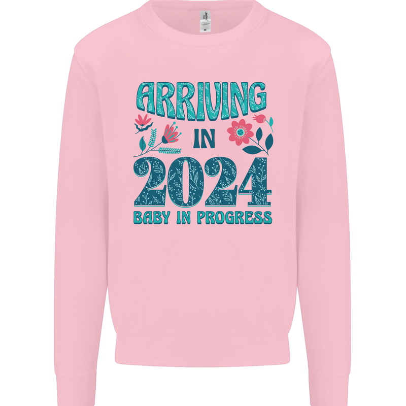 Arriving 2024 New Baby Pregnancy Pregnant Kids Sweatshirt Jumper Light Pink