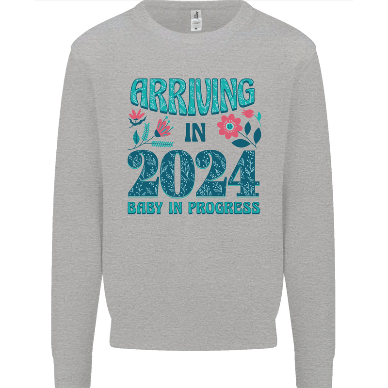 Arriving 2024 New Baby Pregnancy Pregnant Kids Sweatshirt Jumper Sports Grey