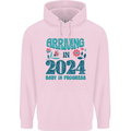 Arriving 2024 New Baby Pregnancy Pregnant Mens 80% Cotton Hoodie Light Pink